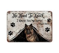 No Need to Knock I Know You're Here Funny Metal Tin Sign Personalized Dog Name Plaque Dog Gifts For Dog Lovers Home House Bar Pub Shed Garage Man Cave Gift 8" X 12"