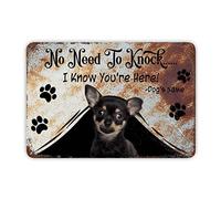 No Need to Knock I Know You're Here Iron Poster Painting Tin Sign Personalized Dog Name Tin Sign Perfect for Dog Lover Cafe Living Room Bathroom Kitchen Home Art Wall Decor 8" X 12"