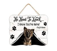 No Need to Knock We Know You're Here Wooden Plaque, German Shepherd Funny Rustic Farmhouse Sign Rustic Front Door 8 x 10 inch