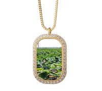 no/no A Lotus Pond Art Deco Fashion Necklace Pendant Diamond Crystal Golden Jewelry