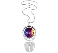 no/no Airbrush Color Splashed Joy Holi Pendant Angel Wings Rotating Necklace Jewelry