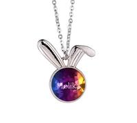 no/no Airbrush Color Splashed Joy Holi Rabbit Necklace Pendant Bunny Animal Jewelry Gift