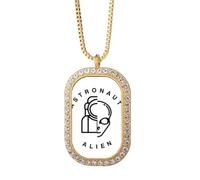 no/no Alien Biological Astronaut Conversion Necklace Pendant Diamond Crystal Golden Jewelry