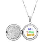 no/no All The Best Warm Heart Text Lithe Locket Necklace Hold Picture Jewelry Birthday Gift