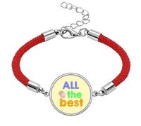 no/no All The Best Warm Heart Text Lithe Lucky Red String Bracelet Rope Bracelet Handmade