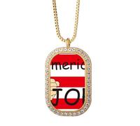 no/no amepresident person biden fist flag Necklace Pendant Diamond Crystal Golden Jewelry