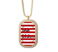 no/no amepresident person joseph flag circle Necklace Pendant Diamond Crystal Golden Jewelry