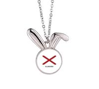 no/no American State Flag Contour Alabama Rabbit Necklace Pendant Bunny Animal Jewelry Gift