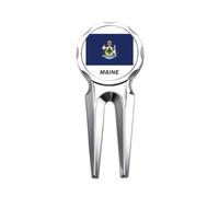 no/no American State Flag Contour Maine Golf Divot Tool Golf Ball Marker Repair Tool