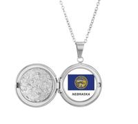 no/no American State Flag Contour Nebraska Locket Necklace Hold Picture Jewelry Birthday Gift