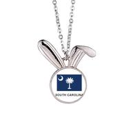 no/no American State Flag Outline South Rabbit Necklace Pendant Bunny Animal Jewelry Gift