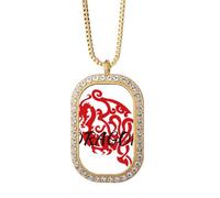 no/no Animal Myth Dragon's Eastern Wings Western Wings Necklace Pendant Diamond Crystal Golden Jewelry