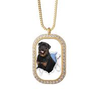 no/no Animal Paper Break Shocks Bad Dogs Necklace Pendant Diamond Crystal Golden Jewelry