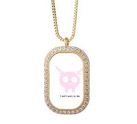 no/no Animal Skeleton Dead Art Deco Fashion Necklace Pendant Diamond Crystal Golden Jewelry