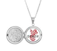 no/no Animal Wings Myth Oriental Dragon Western Dragon Locket Necklace Hold Picture Jewelry Birthday Gift