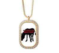 no/no Animals Are Humans Friends Necklace Pendant Diamond Crystal Golden Jewelry