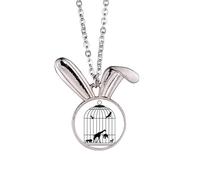 no/no Animals Lion Prey Art Deco Fashion Rabbit Necklace Pendant Bunny Animal Jewelry Gift