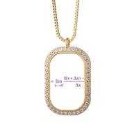 no/no Approximation Mathematical Formula Expressions Calculations Necklace Pendant Diamond Crystal Golden Jewelry