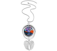 no/no arctic scene star astrology Pendant Angel Wings Rotating Necklace Jewelry