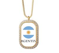 no/no Argentine Football South American Flag Necklace Pendant Diamond Crystal Golden Jewelry