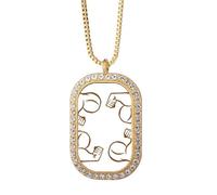 no/no Arm Fist Power Cycle Art Deco Fashion Necklace Pendant Diamond Crystal Golden Jewelry