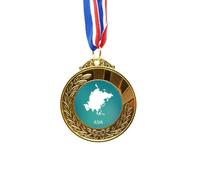 no/no Asia Continent Outline Outline Map Gold Award Winner Medal First Place Ribbon