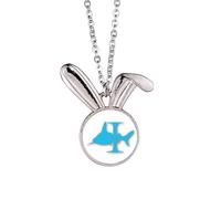 no/no Attacks Around Shark Pillars Rabbit Necklace Pendant Bunny Animal Jewelry Gift