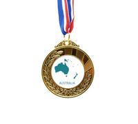 no/no Australia Oceania Continent Outline Map Gold Award Winner Medal First Place Ribbon