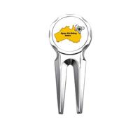 no/no Australian Dialect Text Happy Birthday Golf Divot Tool Golf Ball Marker Repair Tool