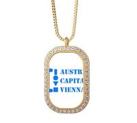 no/no Austria Capital Vienna Art Deco Fashion Necklace Pendant Diamond Crystal Golden Jewelry
