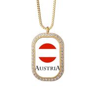 no/no austrian euan flag vienna Necklace Pendant Diamond Crystal Golden Jewelry