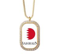 no/no Bahrain Asian Flag Persian Gulf Necklace Pendant Diamond Crystal Golden Jewelry