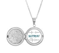 no/no Battery Power Charge Plus Minus Locket Necklace Hold Picture Jewelry Birthday Gift