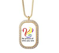 no/no Be Proud Of Who You Are Art Deco Fashion Necklace Pendant Diamond Crystal Golden Jewelry