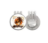 no/no Beach Coconut Tree Pattern Illustration Golf Ball Marker Hat Cap Clip Enamel Magnetic