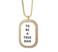 no/no Become True Man Love Future Necklace Pendant Diamond Crystal Golden Jewelry