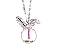 no/no Beijing China City Tourism China Respect Rabbit Necklace Pendant Bunny Animal Jewelry Gift