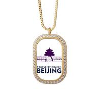 no/no Beijing China Temple Heaven Necklace Pendant Diamond Crystal Golden Jewelry
