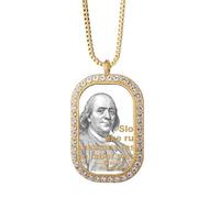 no/no benjan invented my politics Necklace Pendant Diamond Crystal Golden Jewelry