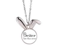 no/no Better Late Than Never Art Deco Fashion Rabbit Necklace Pendant Bunny Animal Jewelry Gift