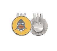 no/no Beware I Bite Shark Illustrate Golf Ball Marker Hat Cap Clip Enamel Magnetic