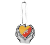no/no Bhutan Country Flag Name Art Deco Fashion Car Keychain Heart Pendant Ornament Charm
