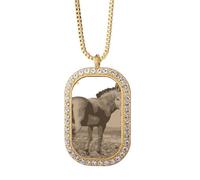 no/no Big Cat African Lion Art Deco Fashion Necklace Pendant Diamond Crystal Golden Jewelry