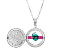 no/no Black Freedom Equal Rights Locket Necklace Hold Picture Jewelry Birthday Gift