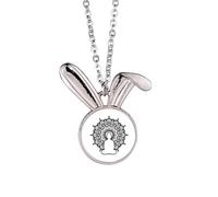 no/no Blessing Meditation Sitting Flower Wheel Rabbit Necklace Pendant Bunny Animal Jewelry Gift