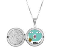no/no Blue Emotion Chill Smoke Cat Locket Necklace Hold Picture Jewelry Birthday Gift
