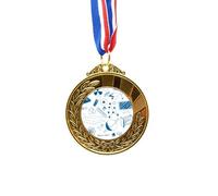 no/no Blue Grid Strokes Chestry Symbol Gold Award Winner Medal First Place Ribbon