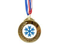 no/no Blue Snowflake Winter Sport Outline Gold Award Winner Medal First Place Ribbon