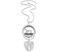 no/no Body Shape Dog Skeleton Art Deco Fashion Pendant Angel Wings Rotating Necklace Jewelry