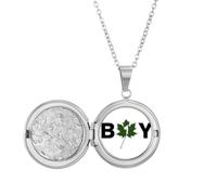 no/no Boy Textual Posture Art Deco Fashion Locket Necklace Hold Picture Jewelry Birthday Gift